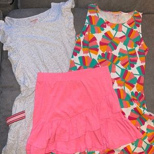 3 pcs Girls Fun Back 2 School Dresses & a Skirt